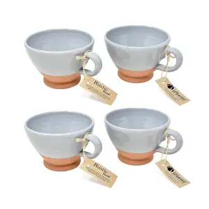 Rustic Pastel Half Dipped Terracotta Kitchen Set of 4 Breakfast Cups Grey 14cm