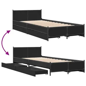 Berkfield Bed Frame with Drawers without Mattress Black 90x200 cm