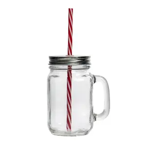 Rink Drink - Mason Drinking Jar Glasses with Straws - 450ml - Pack of 4