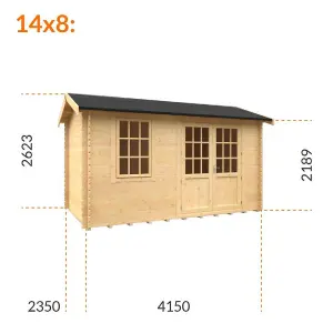 14ft x 8ft (4150mm x 2350mm) Horsforth "The Tallahassee" 28mm Log Cabin With 1 Window