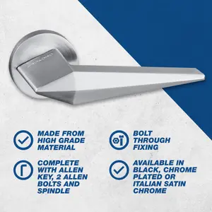 UAP ORO & ORO - Matrix Lever - Round Rose Italian Satin Chrome Door Handle for Internal Doors - Easy Installation