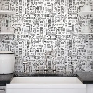 Galerie Kitchen Recipes Silver Grey Coffee Words Smooth Wallpaper