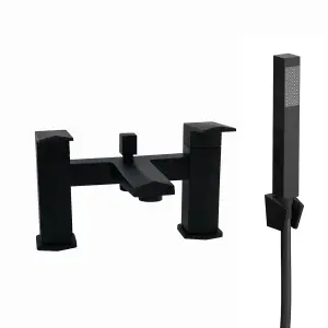 ENKI Milly Matte Black Hexagonal Solid Brass Shower Mixer Tap Filler BBT0274