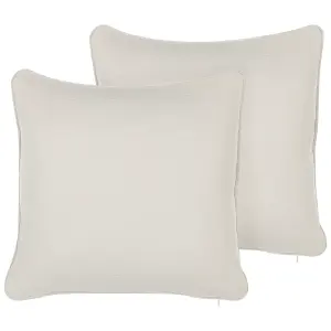 Set of 2 Cushions HELIOTROPE 45 x 45 cm Solid White