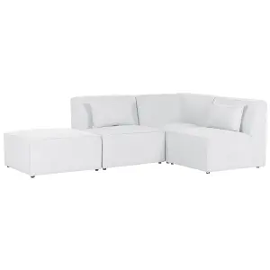 Left Hand 3 Seater Modular Jumbo Cord Corner Sofa with Ottoman Off White LEMVIG