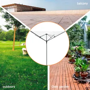 4 Arm 60M Heavy Duty Rotary Airer Washing Line Garden Outdoor Laundry Drying Folding Clothes Dryer With Ground Spike & Cover