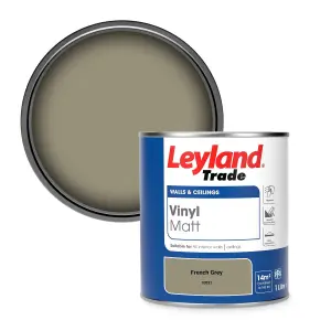 Leyland Trade Vinyl Matt Walls & Ceilings Emulsion Paint French Grey (10B21) 1L