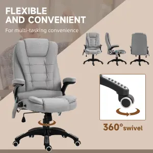 Vinsetto Office Chair w/ Heating Massage Points Relaxing Reclining Grey