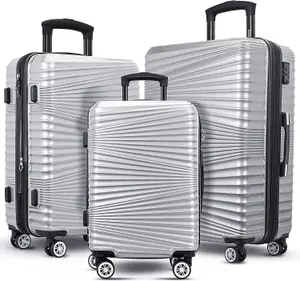 TOV Hard Case Luggage Shell PC+ABS Cabin Suitcase 4 Wheel Travel Bag Lightweight - Silver