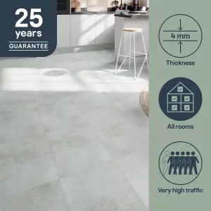 GoodHome Italo Grey Concrete effect Textured Click vinyl Tile, 2.4m²