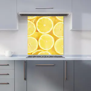 Vibrant Lemons Premium Glass Kitchen Splashback W700mm x H750mm