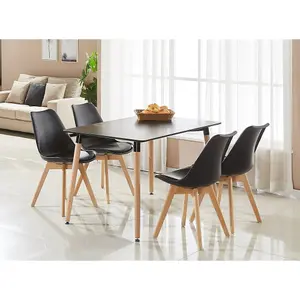 Lorenzo Padded Dining Chair, Tulip Chair for Lounge Office Dining Room Kitchen, Single, Black