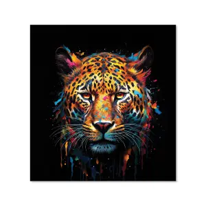 Splashart Leopard Face Premium Glass Kitchen Splashback W900mm x H650mm