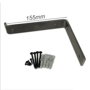 2 Pcs Heavy Duty Shelf Brackets Industrial Steel for Wall Mounted DIY Floating(Raw Steel, 155mm Down)