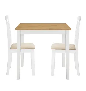 Hallowood Furniture Ledbury Small Dining Table with 2 Chairs in White Painted and Light Oak Finish