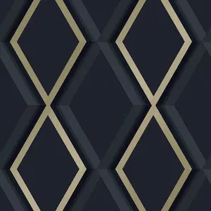 Profile Geometric Wallpaper In Navy And Gold