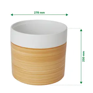 Verve White Wood effect Clay Plant pot (Dia) 27.8cm, (H)25cm, 11.2L