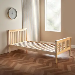 Single Bed 3ft Pine Wooden Bed with Hybrid Mattress