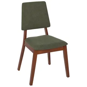 Set of 2 Dining Chairs MERRILL Rubberwood Dark Green