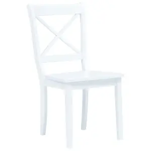 Berkfield 5 Piece Dining Set Solid Rubber Wood White