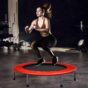 Costway Foldable Jumping Fitness Trampoline Exercise Rebounder W/ 4-Level Adjustable Handle