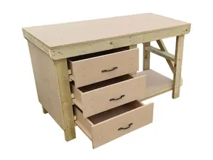 Wooden MDF top tool cabinet workbench with storage shelf (V.7) (H-90cm, D-70cm, L-210cm)