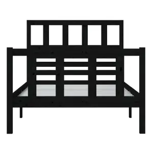 vidaXL Bed Frame without Mattress Black Single Solid Wood