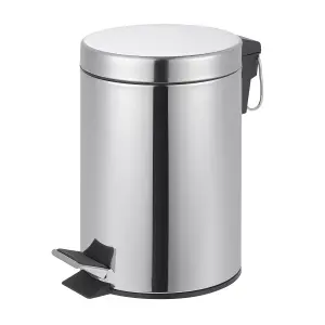 Innoteck Essentials 3Litre Round Pedal Dustbin with Removal Plastic Container -Chrome