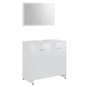 Berkfield 3 Piece Bathroom Furniture Set High Gloss White Engineered Wood