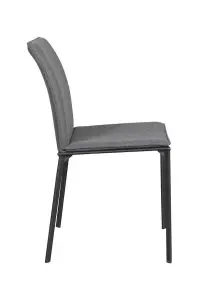 Set Of 2 Charcoal Fabric Dining Chairs With Black Metal Legs