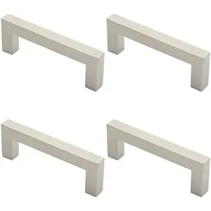 4x Square Mitred Door Pull Handle 169 x 19mm 150mm Fixing Centres Satin Steel