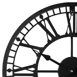 EOS - Skeleton Wall Clock with Roman Numerals - 40x40 - Black