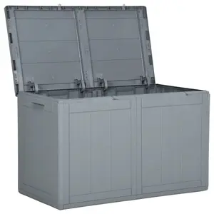 Berkfield Garden Storage Box 180L Grey PP Rattan