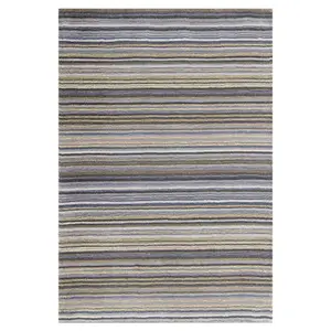 Melrose Mubai Stripe Wool Made Grey Area Rug 120/170cm