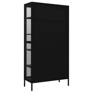 Berkfield Display Cabinet Black 90x40x180 cm Steel and Tempered Glass