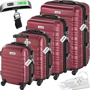 Suitcase Set Mila - 4 hard-shell suitcases, including luggage scales and tags - burgundy