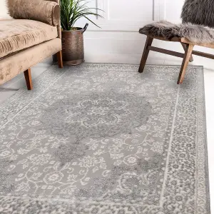 Vinci Grey Traditional Large Rug, (L)230cm x (W)160cm