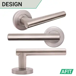 AFIT Satin Nickel Bathroom Door Handle Set - Turn & Release Set, Lock & Hinges (76mm) Olvera Range