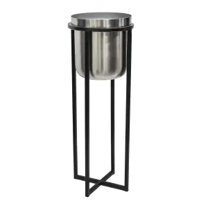 Calla Planter & Stand Black/Pewter H58CM D22CM