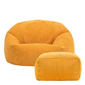 icon Kingston Classic Corduroy Bean Bag & Pouffe Ochre Yellow Bean Bag Chair