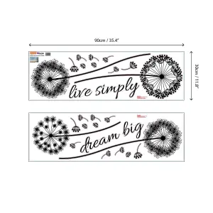 Black Dandelion Live Simply Stickers Stock Clearance