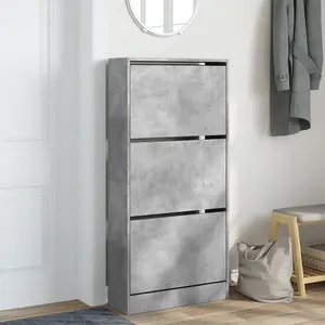 Shoe Cabinet Concrete Grey 60x21x125.5 cm Engineered Wood