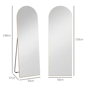 HOMCOM Floor Mirror Wall Mount Leaning Standing Mirror 50 x 150cm Gold Tone