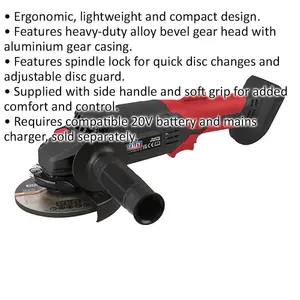 20V Cordless Angle Grinder - 115mm Disc - BODY ONLY - M14 X 2mm - 700W Motor