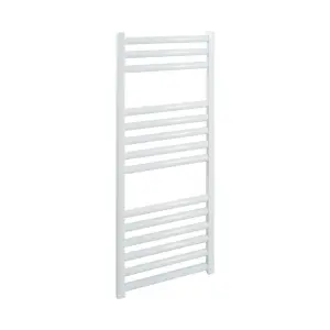 Bray Heated Towel Rail For Central Heating, Straight, White - W300 x H800 mm