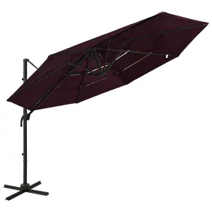 Berkfield 4-Tier Parasol with Aluminium Pole Bordeaux Red 3x3 m