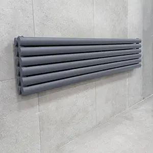 Kensington Grey Double Horizontal Radiator - 350x1500mm