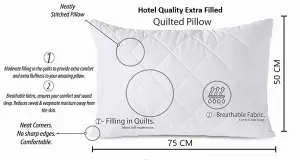 Quilted Filled Pillow Hotel Quality Luxury Filled Pillow Pack