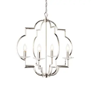 Anson Lighting Verte 4lt  Polished nickel plate & clear crystal Ceiling pendant