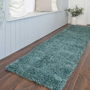 Ocean Blue Thick Soft Shaggy Runner Rug 60x240cm